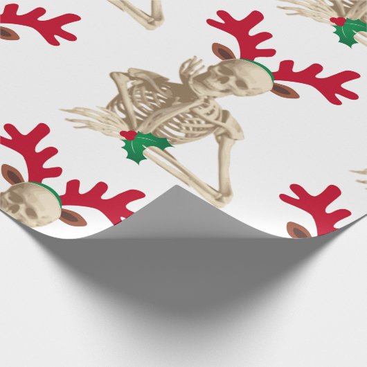 kerstrendierskelet cadeaupapier (Hoek)