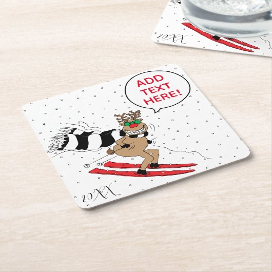 Kerstrendierskniing Kartonnen Onderzetters (Schuin)