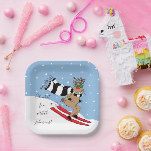 Kerstrendierskniing Papieren Bordje (Feest)