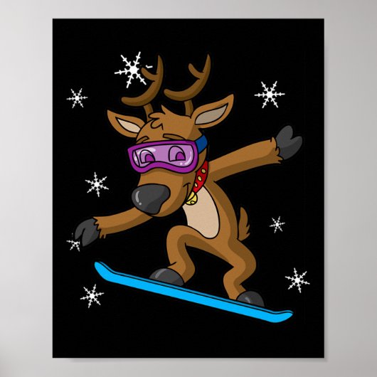 Kerstrendierster Snowboarder Snowboarding Snowbo Poster (Voorkant)