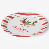 Kerstrendiersterdag Rode gouden strepen Papieren Bordje (Gekanteld)