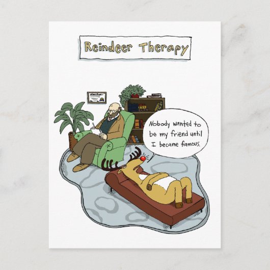 kerstrendiertherapie | Funny Cartoon Feestdagenkaart (Voorkant)