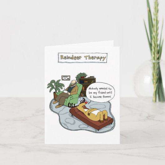 kerstrendiertherapie | Funny Holiday Cartoon Feestdagen Kaart (Voorkant)