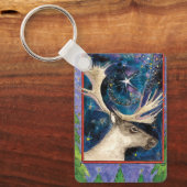 Kerstrendiertje bij nacht met een Shining Star Sleutelhanger (Voorkant)