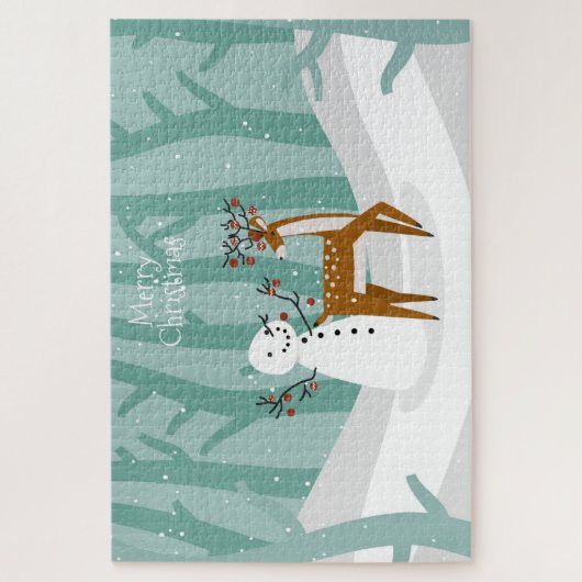 Kerstrendiertje en Snowman Legpuzzel (Verticaal)