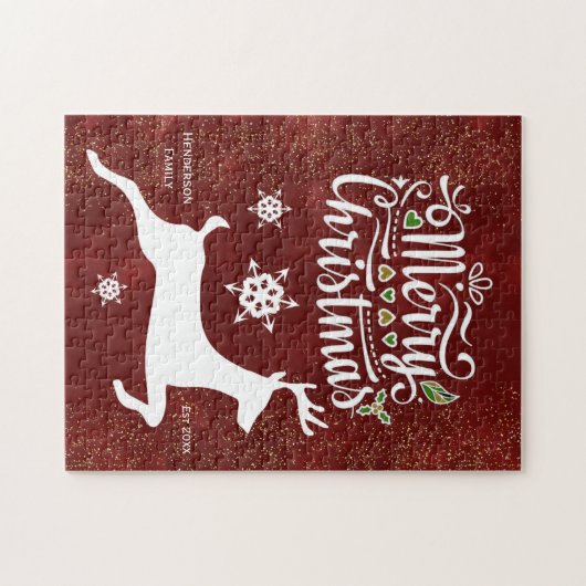 Kerstrendiertje in Burgundy Legpuzzel (Horizontaal)