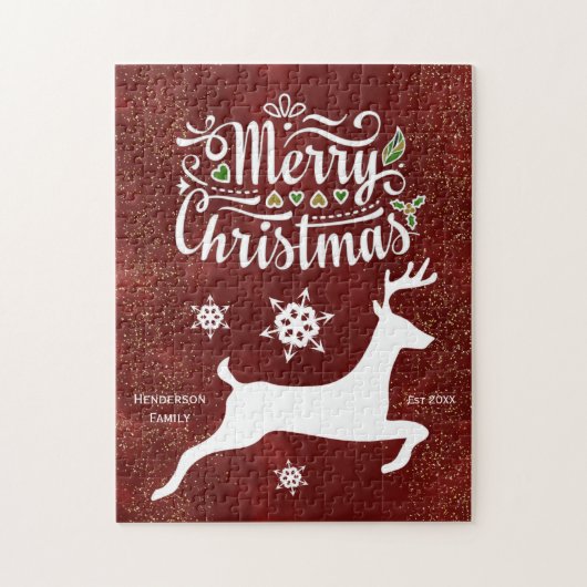 Kerstrendiertje in Burgundy Legpuzzel (Verticaal)