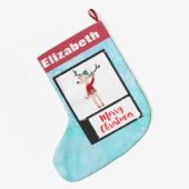 Kerstrendiertje in een lelijke trui grote kerstsok (Achterkant (Hangend))