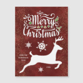 Kerstrendiertje met de Burgundy Magnet-kaart (Voorkant)