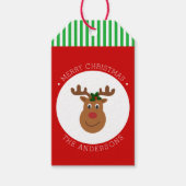 Kerstrendiertje met Holly Gift Labels Cadeaulabel (Voorkant)