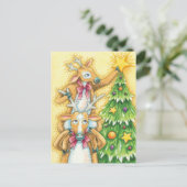 Kerstrendiertje met kerstboomster feestdagenkaart (Staand voorkant)