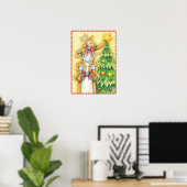 Kerstrendiertje met kerstboomster poster (Thuiskantoor)