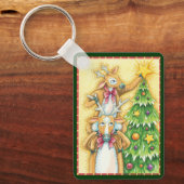 Kerstrendiertje met kerstboomster sleutelhanger (Voorkant)