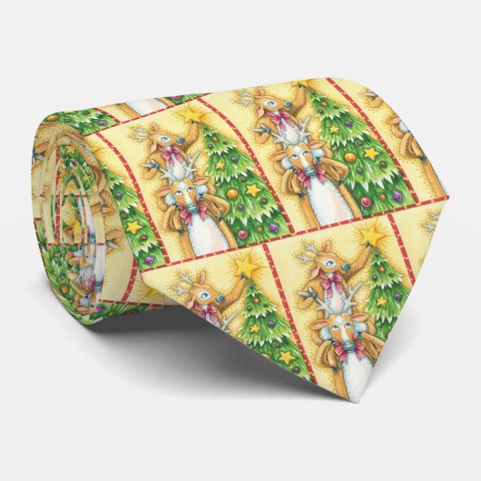 Kerstrendiertje met kerstboomster stropdas (Opgerold)