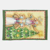 Kerstrendiertje met kerstboomster theedoek (Horizontaal)