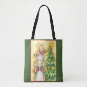 Kerstrendiertje met kerstboomster tote bag (Voorkant)