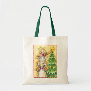 Kerstrendiertje met kerstboomster tote bag