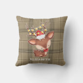 Kerstrendiertje met speldenachtergrond kussen (Achterkant)