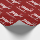 Kerstrendiertje op de rode Crimson-perkamentkleur Cadeaupapier (Hoek)