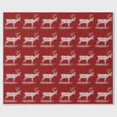 Kerstrendiertje op de rode Crimson-perkamentkleur Cadeaupapier (Vlak)