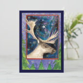 Kerstrendiertje 's Nachts met Star-uitnodiging Kaart (Staand voorkant)