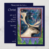 Kerstrendiertje 's Nachts met Star-uitnodiging Kaart (Voorkant / Achterkant)