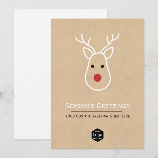 Kerstrendiertje voor bedrijven met Logo Feestdagenkaart (Voorkant / Achterkant)