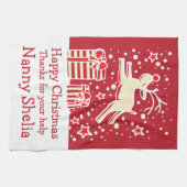 Kerstrendiertjes voegen keukenhanddoek toe (Horizontaal)