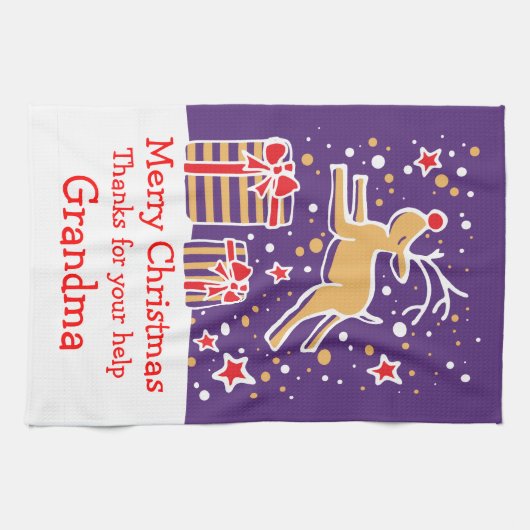 Kerstrendiertjes voegen keukenhanddoek toe (Horizontaal)