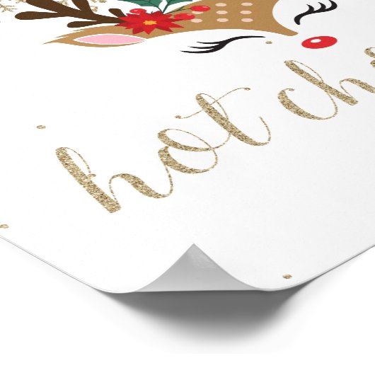 Kerstrendierts, warme chocolaatstaaf Gold Poster (Hoek)