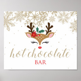 Kerstrendierts, warme chocolaatstaaf Gold Poster