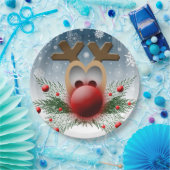 Kerstrendiervakantie met kerstvakantie snowflakes papieren bordje (Feest)