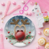 Kerstrendiervakantie met kerstvakantie snowflakes papieren bordje (Feest)