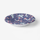 Kerstrendiervogelpatroon donkerblauw rood papieren kommen (Gebogen)