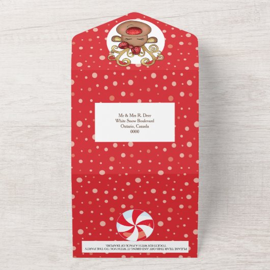 kerstrendierwintersneeuwfeest baby shower all in one uitnodiging (Buitenkant)