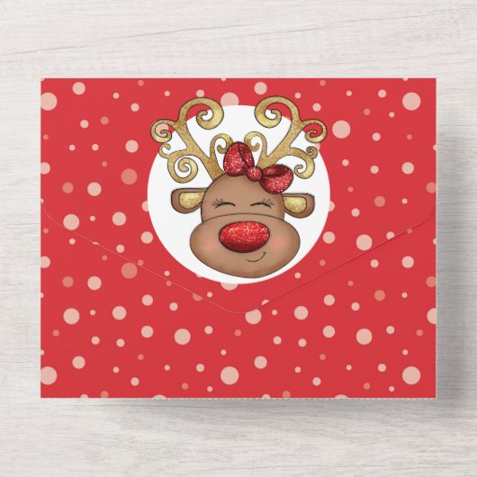 kerstrendierwintersneeuwfeest baby shower all in one uitnodiging (Achterkant)