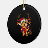 KerstrendierYorkie Keramisch Ornament (Links)