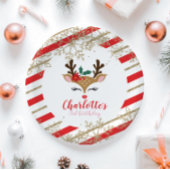 Kerstrendierziekte - goudsneeuwvlokken - streep papieren bordje