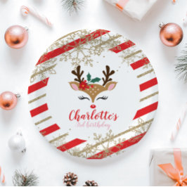 Kerstrendierziekte - goudsneeuwvlokken - streep papieren bordje