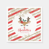 Kerstrendierziekte - goudsneeuwvlokken - streep servet (Voorkant)