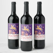 kerstrenhert rode blauwe etiketten voor aangepaste (Flessen)