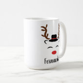 Kerstrennierrode neus zwart pet gepersonaliseerd koffiemok (Voorkant rechts)