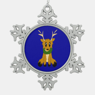 kerstrenrendier voor de klaute tin sneeuwvlok ornament