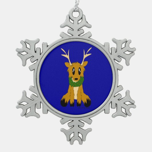 kerstrenrendier voor de klaute tin sneeuwvlok ornament (Voorkant)
