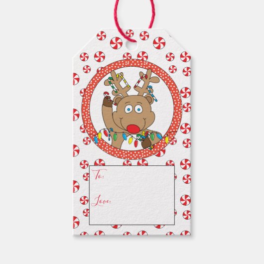 kerstrenrendieren zeggen: cadeaulabel (Voorkant)