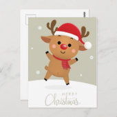 kerstrenrendierster briefkaart (Voorkant / Achterkant)