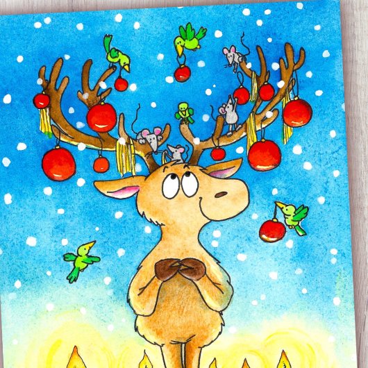 kerstrenrendierster briefkaart