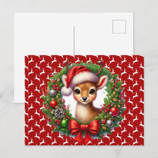 kerstrenrendierster briefkaart (Voorkant / Achterkant)