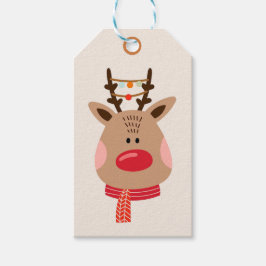 kerstrenrendierster cadeaulabel