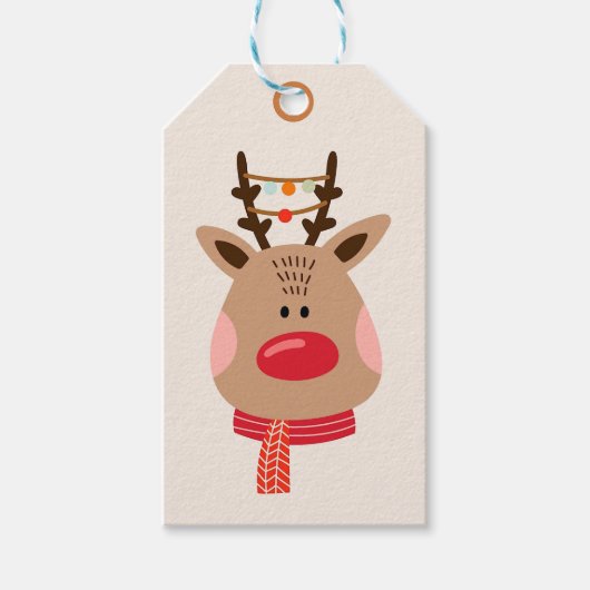 kerstrenrendierster cadeaulabel (Voorkant)